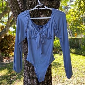 Front Bow Long Sleeve Bodysuit